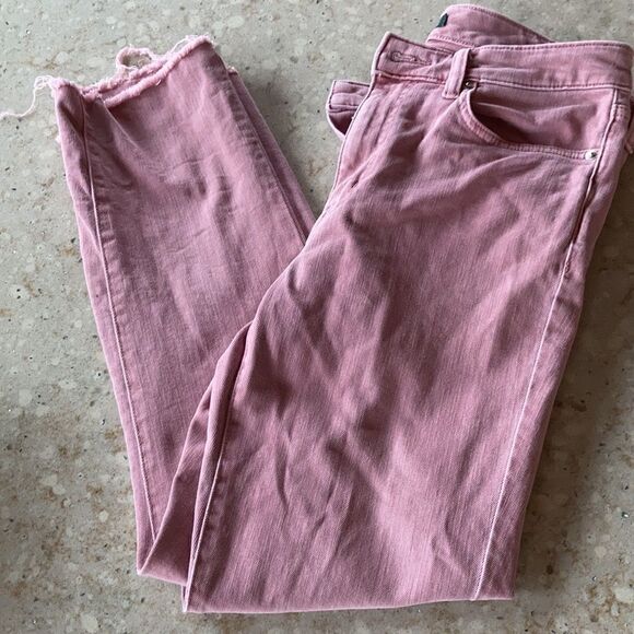 Vintage Lauren Ralph Lauren cropped raw edge hem Barbiecore ankle jeans 6 pink - Picture 11 of 14